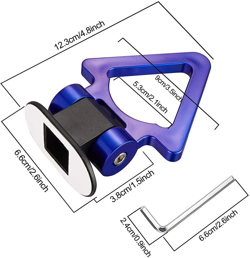 AUTO MT Car Tow Hook Universal Triangle Decorative Racing Style Trailer Hook Sticker Rear Tow Strap Tow Hook Towing Belt for Car Bumper (ONLY Decoration) (Blue VSHAPE Dummy Hook) - Image 2