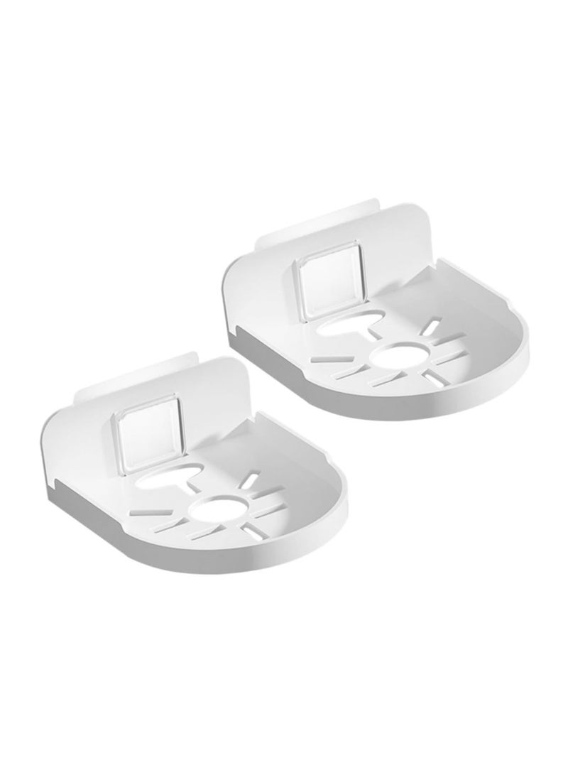 2PCS Wall Mount Storage Rack, No Drilling Adhesive Bracket for Security Cameras  Speakers, Heavy Duty Stick-Up Holder, Easy Install White Shelf for Baby Monitors  Home Use - Image 2