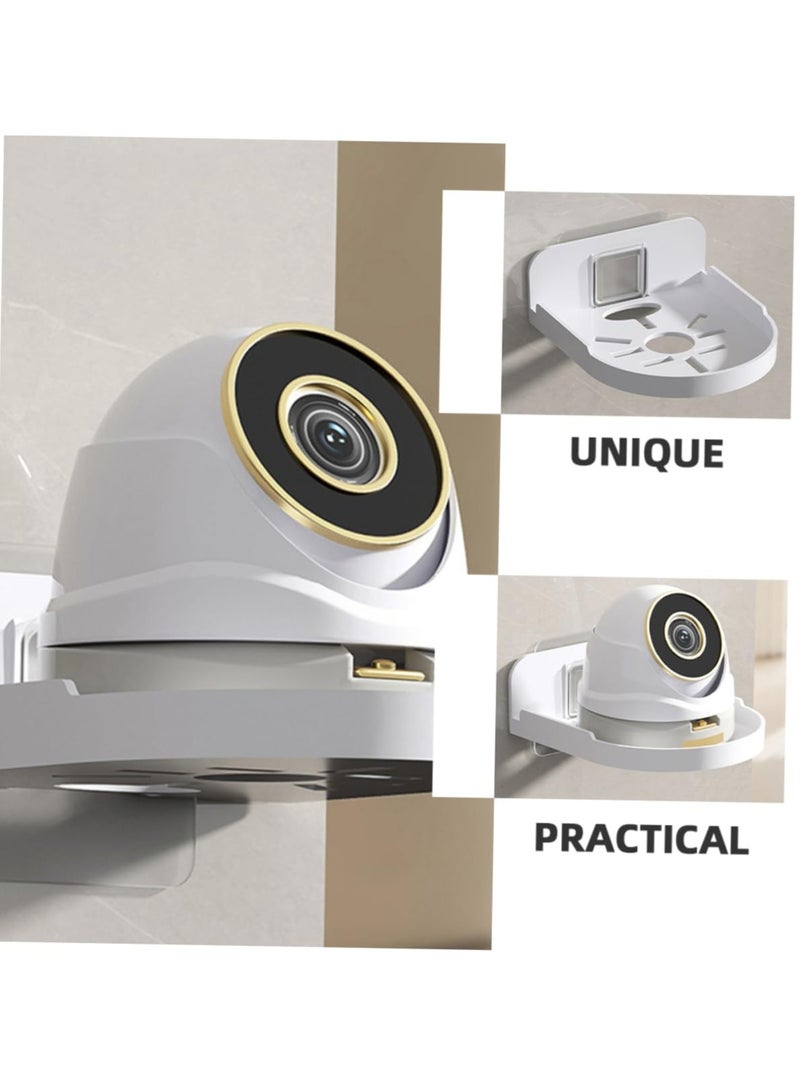 2PCS Wall Mount Storage Rack, No Drilling Adhesive Bracket for Security Cameras  Speakers, Heavy Duty Stick-Up Holder, Easy Install White Shelf for Baby Monitors  Home Use - Image 4
