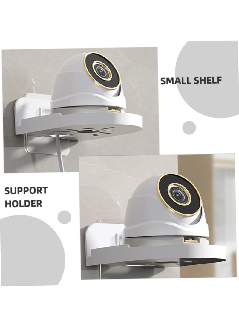 2PCS Wall Mount Storage Rack, No Drilling Adhesive Bracket for Security Cameras  Speakers, Heavy Duty Stick-Up Holder, Easy Install White Shelf for Baby Monitors  Home Use - Image 5