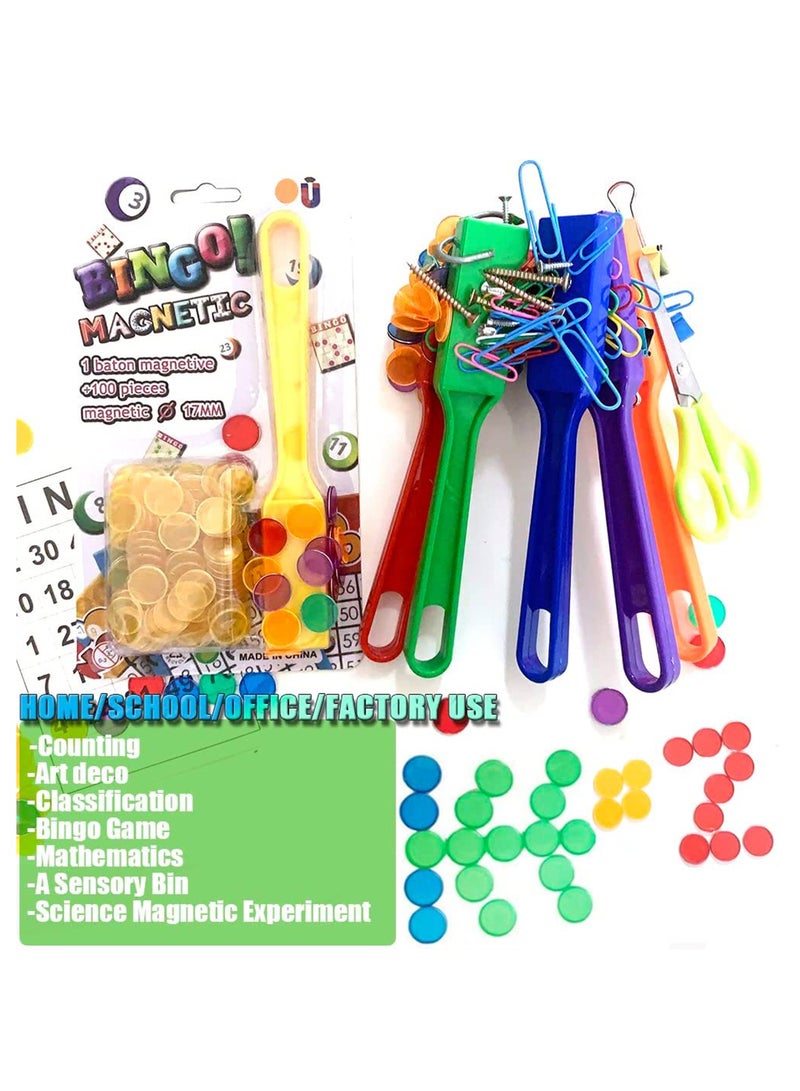 Magnetic Counting Kit for Kids - 6 Color Transparent Counters, Magnetic Tool & Stickers for Math Learning, Sorting & Family Games - Image 4