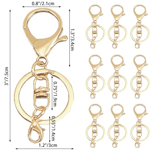 SCORYULE 30Sets Gold Lobster Claw Clasps Keychains, Hook with Flat Split Keychain Ring for DIY, Craft, Jewelry Making - Image 2