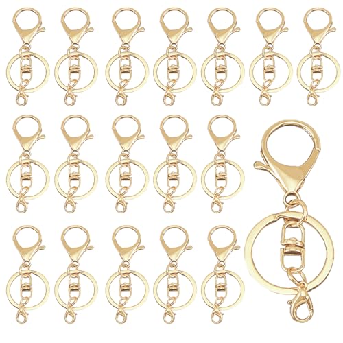 SCORYULE 30Sets Gold Lobster Claw Clasps Keychains, Hook with Flat Split Keychain Ring for DIY, Craft, Jewelry Making - Image 1