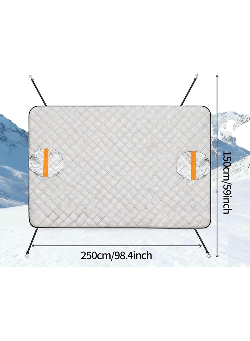 Windshield Cover for Winter Ice/Snow/Frost, Heavy Duty Thick Protective Windscreen Cover, Snow Ice Frost Dust Water Resistent, Heat Car Windshield Snow Cover (98.5"x59") - Image 2