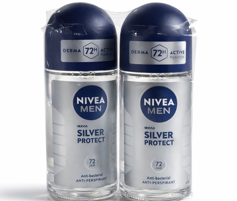 نيفيا مزيل العرق رول اون للرجال، حماية من البكتيريا الفضية، 2 × 50 مل - Image 1