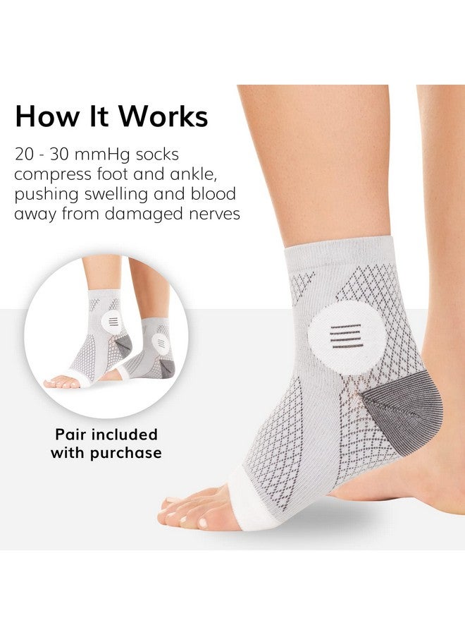 BraceAbility Neuropathy Socks for Women and Men - Toeless Compression Foot Neuropathy Socks, Peripheral Neuropathy Socks, Diabetic Neuropathy Socks, Arthritis Socks (M - Gray) - Image 4
