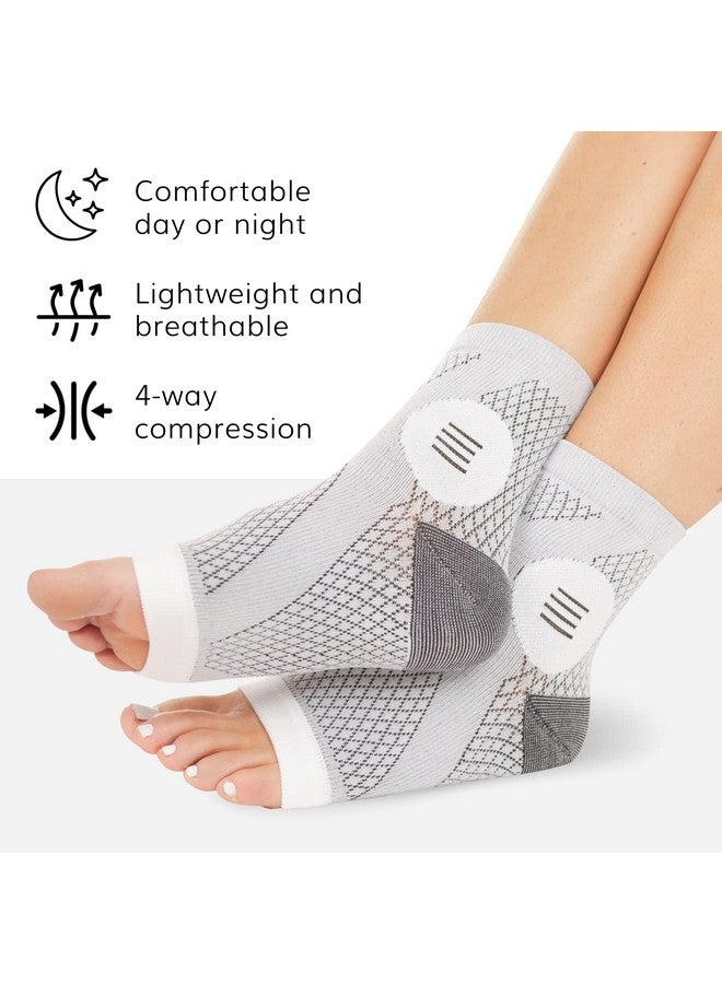 BraceAbility Neuropathy Socks for Women and Men - Toeless Compression Foot Neuropathy Socks, Peripheral Neuropathy Socks, Diabetic Neuropathy Socks, Arthritis Socks (M - Gray) - Image 3