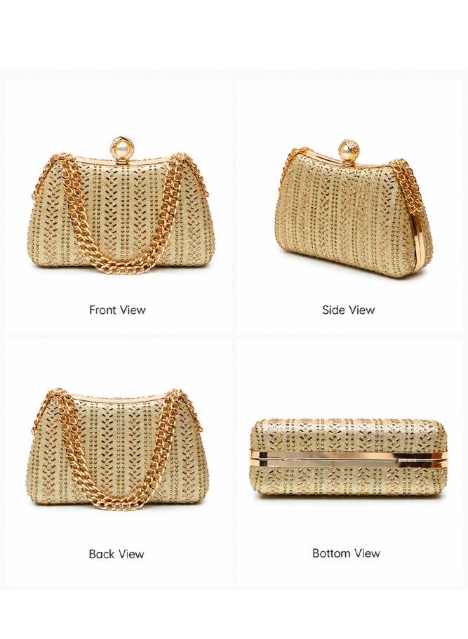 SHABILI Women's Rhinestone Banquet Bag Silver, Ladies PU Sparkling Crystal Clutch Bag Shoulder Evening Handbag with Detachable Chain for Wedding Prom Cocktail Party Dinner Travel Formal Occasion Use - Image 4