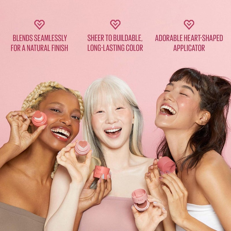 KAJA Cheeky Stamp Blush – Saucy - Heart-Shaped Cushion Blusher with Buildable Color, Lightweight & Blendable Formula, Travel-Friendly K-Beauty Design, 5 g - Image 2
