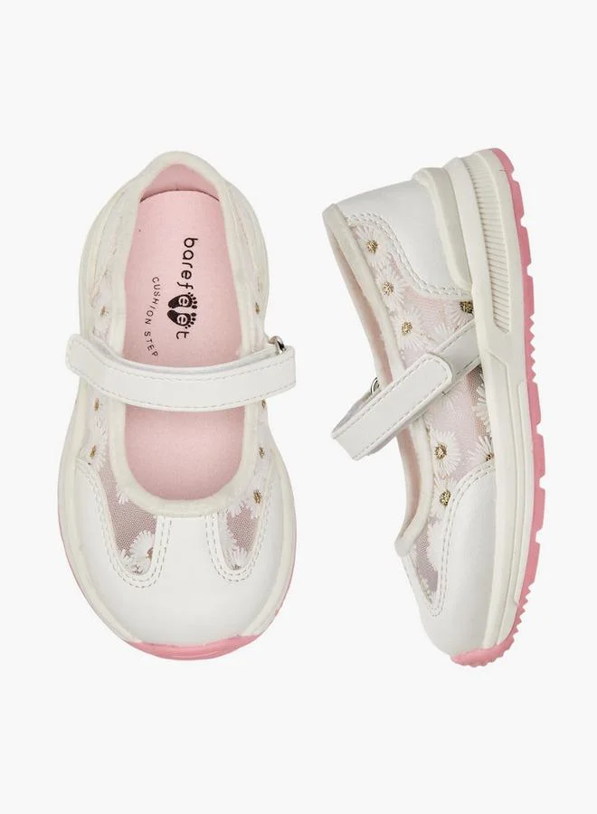 بيرفيت Girls Floral Embroidered Mary Jane Shoes