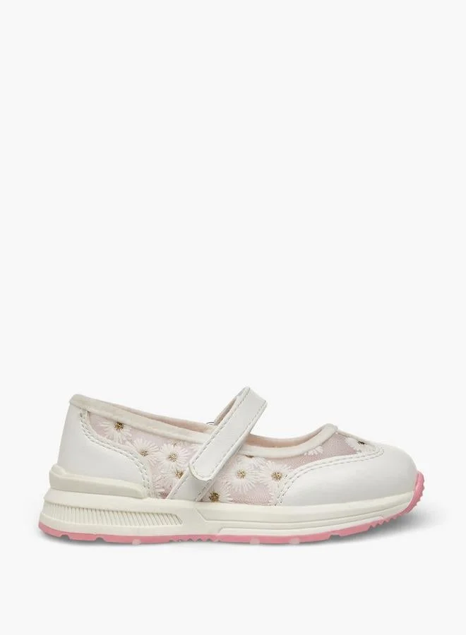 بيرفيت Girls Floral Embroidered Mary Jane Shoes