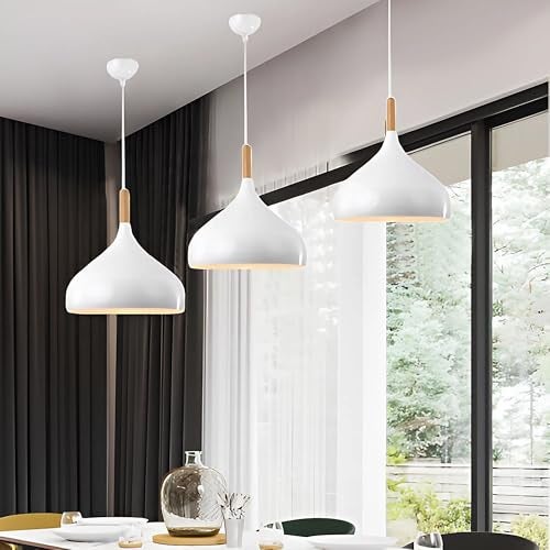 twixle Aluminium Ceiling Light, Circular Shape Hanging Light for Dining Table, Living Room, Bedroom, Restaurant, Office, Cafe, White Pendant Lamp (White Pendant) (Pack of 1) (Without Bulb) - Image 3
