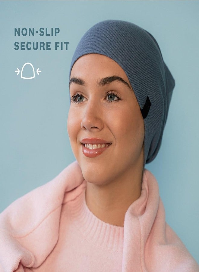 Revony Chemo Beanie Cap - Soft and Skin Friendly - 100% Cotton, Blue Dennim, One size - Image 4