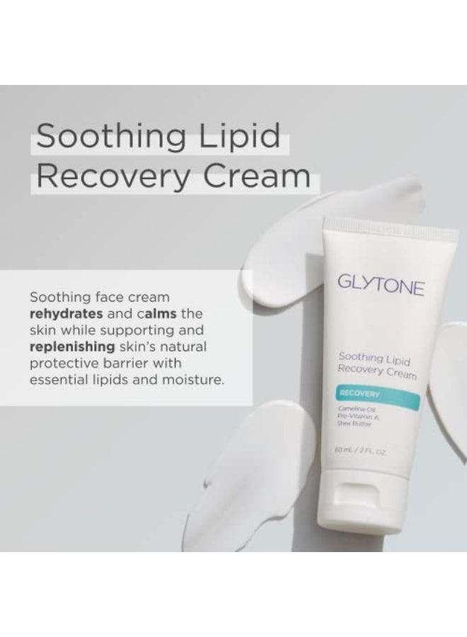Glytone كريم استعادة الدهون المهدئ للشفاه من غلايتون مرطب للوجه يرطب ويهدئ ويعيد بناء حاجز البشرة بزيت الكاميلينا وفيتامين أ وزبدة الشيا كريم مهدئ للبشرة الجافة والحساسة 2 أونصة سائلة - Image 3