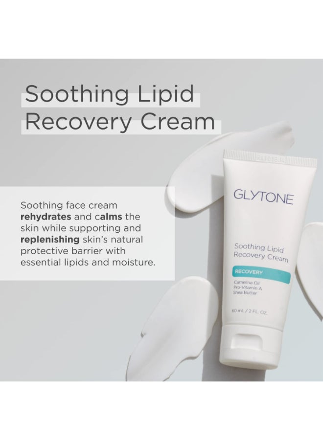Glytone كريم استعادة الدهون المهدئ للشفاه من غلايتون مرطب للوجه يرطب ويهدئ ويعيد بناء حاجز البشرة بزيت الكاميلينا وفيتامين أ وزبدة الشيا كريم مهدئ للبشرة الجافة والحساسة 2 أونصة سائلة - Image 4