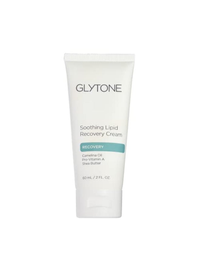 Glytone كريم استعادة الدهون المهدئ للشفاه من غلايتون مرطب للوجه يرطب ويهدئ ويعيد بناء حاجز البشرة بزيت الكاميلينا وفيتامين أ وزبدة الشيا كريم مهدئ للبشرة الجافة والحساسة 2 أونصة سائلة - Image 1