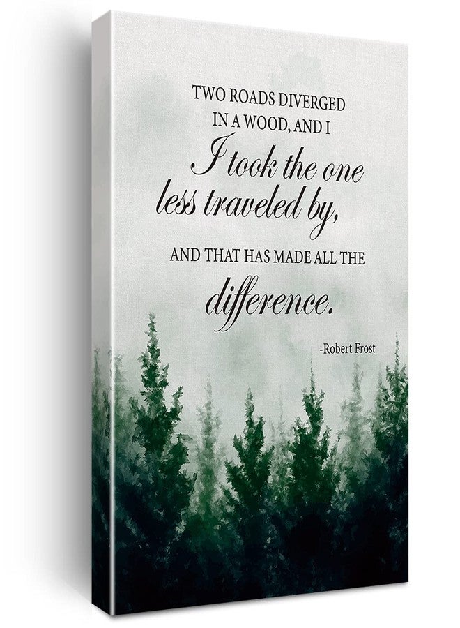Nvhai Inspirational Wall Art Colorful Farmhouse Robert Frost Quote Two Roads Diverged in a Wood Canvas Painting Prints for Home Office Wall Decor Framed Artwork Gifts(12x15 Inch) - Image 1