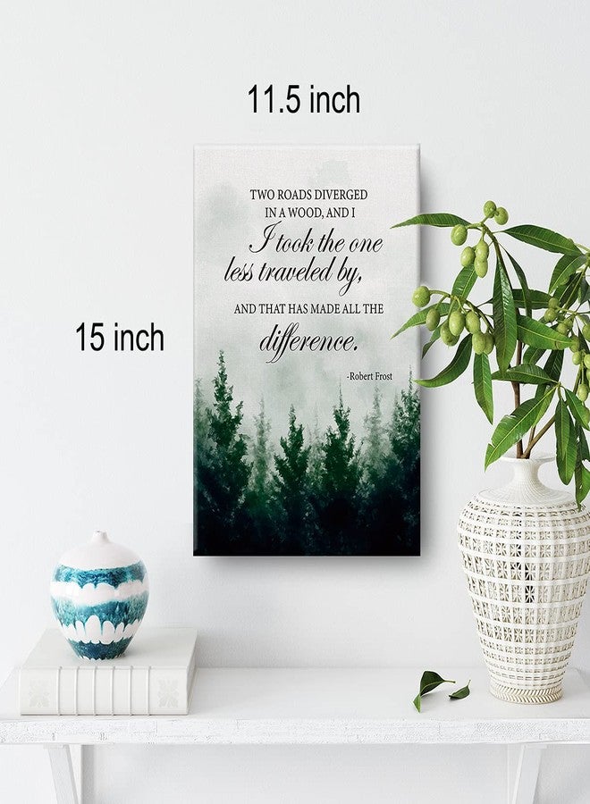 Nvhai Inspirational Wall Art Colorful Farmhouse Robert Frost Quote Two Roads Diverged in a Wood Canvas Painting Prints for Home Office Wall Decor Framed Artwork Gifts(12x15 Inch) - Image 2