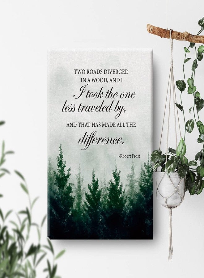 Nvhai Inspirational Wall Art Colorful Farmhouse Robert Frost Quote Two Roads Diverged in a Wood Canvas Painting Prints for Home Office Wall Decor Framed Artwork Gifts(12x15 Inch) - Image 4