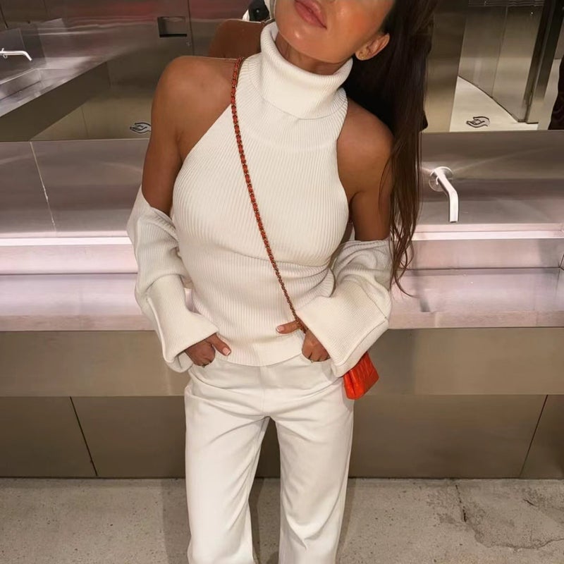Women's Knitted Tracksuit Set with Shawl Collar Long Sleeve - Image 1