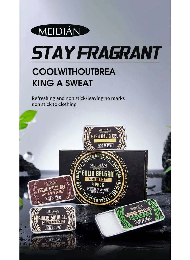 MEIDIAN Men Solid Perfume Gel Easy to Dry Balm Mild Long Lasting Aroma Deodorant Fragrance 4 in 1 pack. - Image 4
