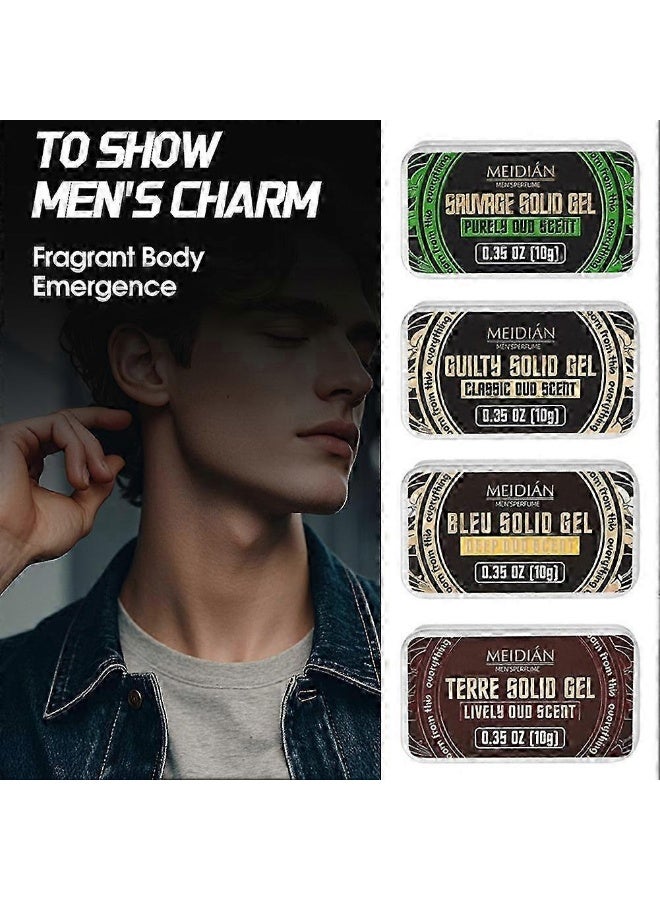 MEIDIAN Men Solid Perfume Gel Easy to Dry Balm Mild Long Lasting Aroma Deodorant Fragrance 4 in 1 pack. - Image 3