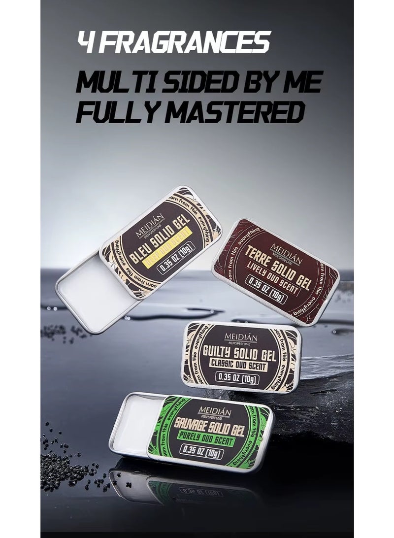 MEIDIAN Men Solid Perfume Gel Easy to Dry Balm Mild Long Lasting Aroma Deodorant Fragrance 4 in 1 pack. - Image 2