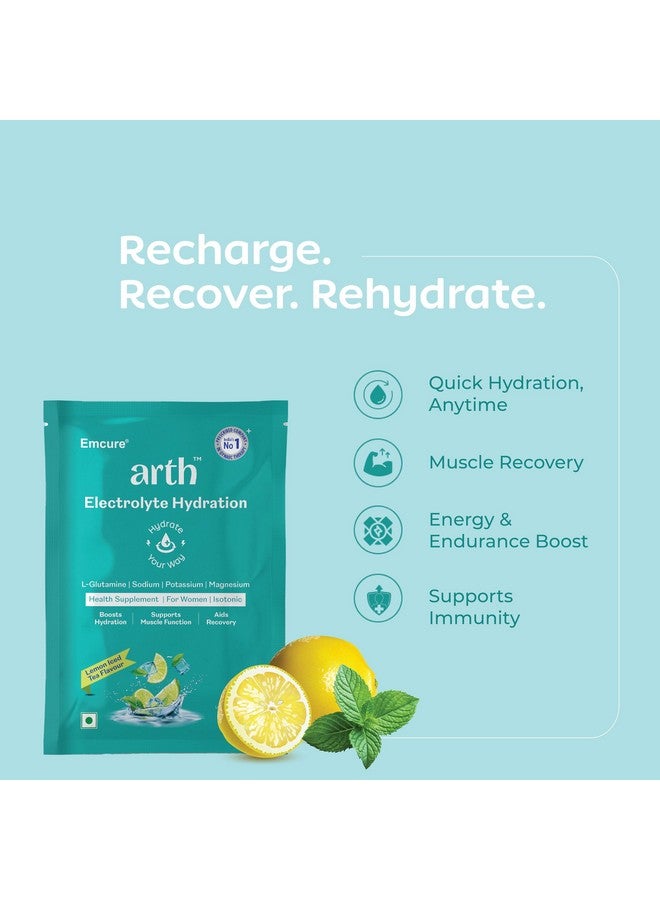 Arth Arth Electrolyte Powder | Electrolyte Drink Mix with Sodium, Potassium & Magnesium for Quick Energy | Hydration Powder for Cramps, Fatigue & Recovery | No Added Sugar | 20 Sachets - Lemon Iced Tea  - Image 2