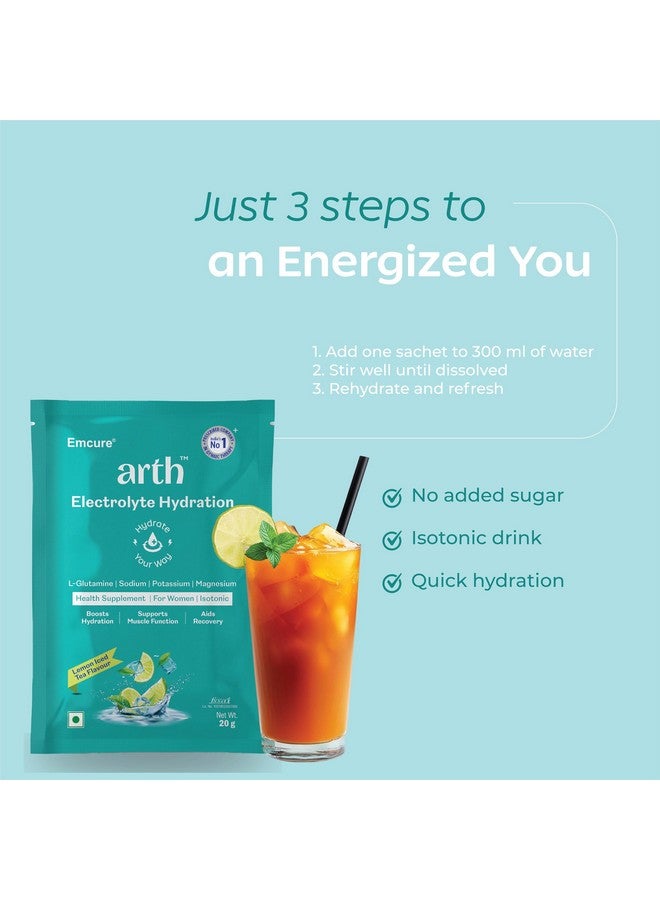 Arth Arth Electrolyte Powder | Electrolyte Drink Mix with Sodium, Potassium & Magnesium for Quick Energy | Hydration Powder for Cramps, Fatigue & Recovery | No Added Sugar | 20 Sachets - Lemon Iced Tea  - Image 5