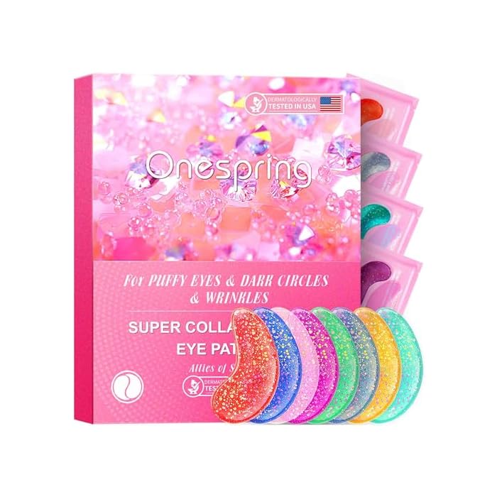 Onespring Under Eye Patches (24 Pairs) - Eye Masks for Wrinkles, Puffy Eyes, Dark Circles, Eye Bags, Under Eye Mask for Refreshing, Revitalizing, Gifts for Mom, Birthday Gift for Teenage Girls