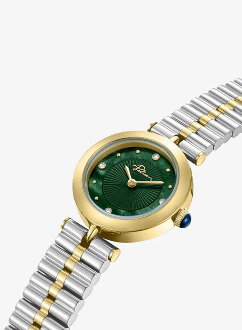 Police Silver/Yellow Gold Women's Agra Green Dial Stainless Steel Bracelet Analog Watch for Women, 24mm for Women | Best Price UAE