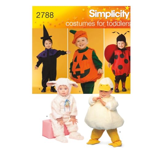 Simplicity 2788 Lamb, Chick, Witch, Pumpkin and Lady Sewing Pattern for Toddlers Halloween Costume, Sizes A 1/2-4 - Image 1