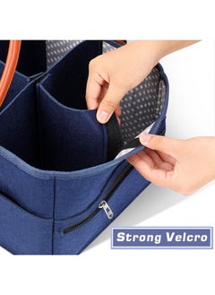 Arabest Baby Diaper Caddy Bag With Zipper Lid And Leather Handle  Dark Blue  - Image 2