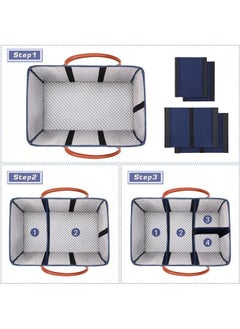 Arabest Baby Diaper Caddy Bag With Zipper Lid And Leather Handle  Dark Blue  - Image 4