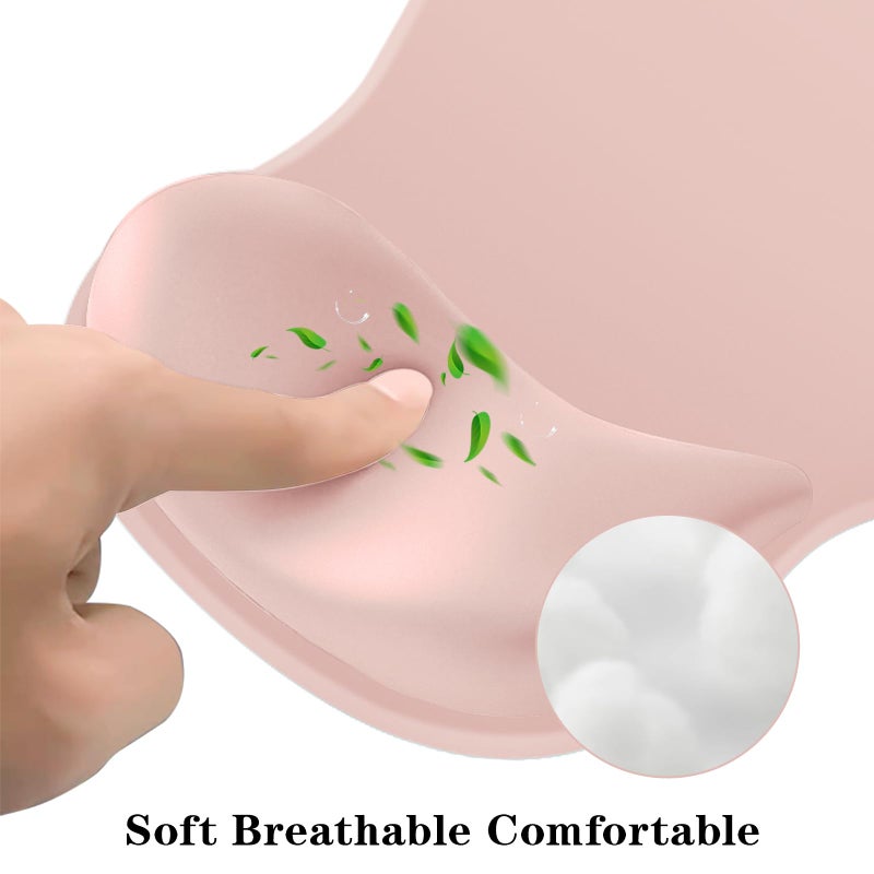 KEPUTAIER Mouse Pad with Wrist Rest,Ergonomic Mouse Pad with Comfortable Gel Wrist Rest Support and Non-Slip PU Base for Easy Typing Pain Relief, Durable and Washable(Pink) - Image 3