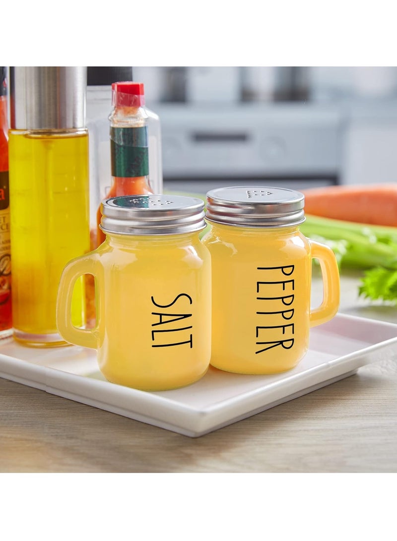 Two-Pack Yellow Salt and Pepper Shaker Set - Yellow Kitchen Decor and Accessories for Home Restaurant Wedding - Glass Salt and Pepper Set for Cooking Table, RV, BBQ, Easy to Clean and Refill - Image 4