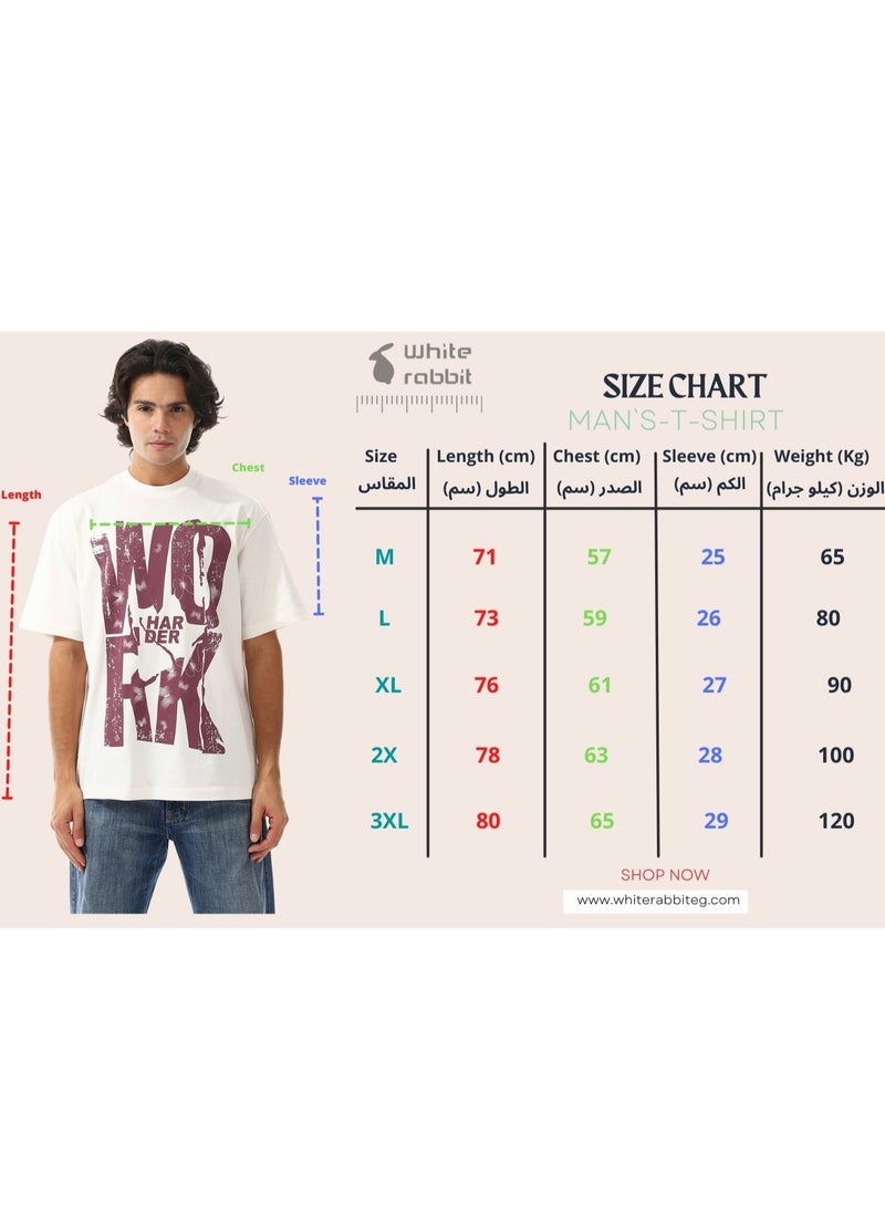 WHITE RABBIT "Work Harder" Printed T-shirt - Image 5
