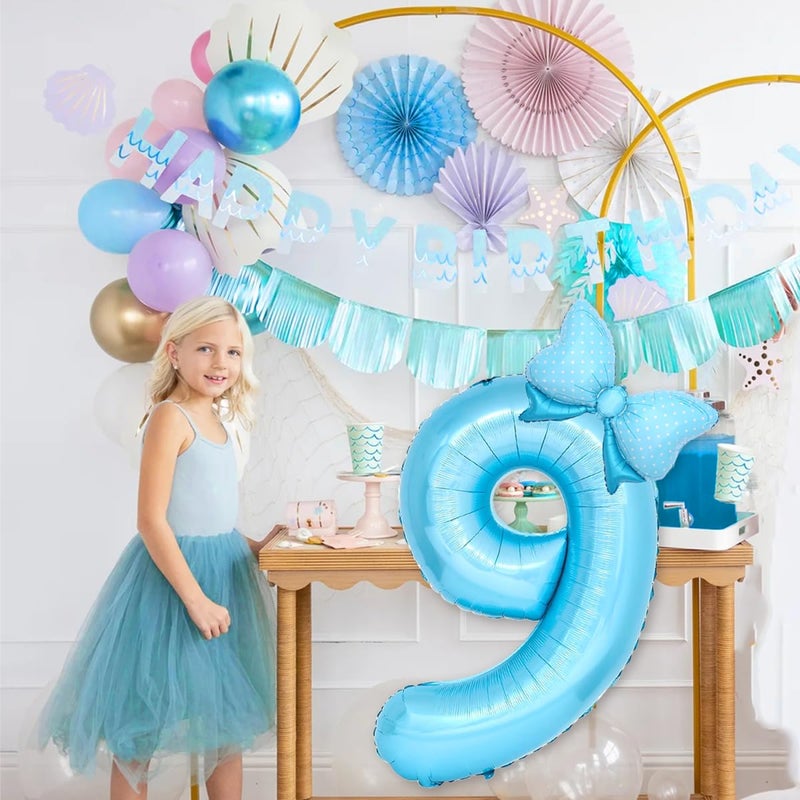 Florisland Alice in Onederland 1st Birthday Girl Pastel Blue Birthday Decorations, Bow Balloons Foil Mylar Large 40â€ 1 Balloon for Kawaii Bow Coquette 1st Party Decorations - Image 4
