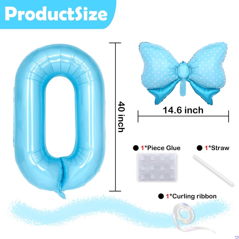 Florisland Alice in Onederland 1st Birthday Girl Pastel Blue Birthday Decorations, Bow Balloons Foil Mylar Large 40â€ 1 Balloon for Kawaii Bow Coquette 1st Party Decorations - Image 2