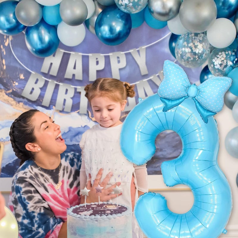 Florisland Alice in Onederland 1st Birthday Girl Pastel Blue Birthday Decorations, Bow Balloons Foil Mylar Large 40â€ 1 Balloon for Kawaii Bow Coquette 1st Party Decorations - Image 5
