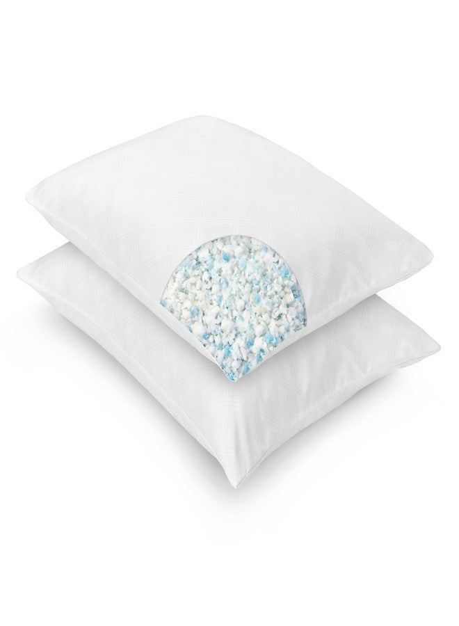 Vibe, Standard Embossed Gel-Infused Memory Foam Cluster Pillow, 2 Pack, (20” x 26, White 2 Count - Image 3