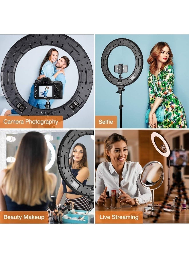 BLAZINGLY RL-18 Professional 18-Inch LED Ring Light with Tripod Stand & Remote Control | Dimmable Studio Ringlight with 3 Phone Holders for YouTube, Reels & Photography - Image 4