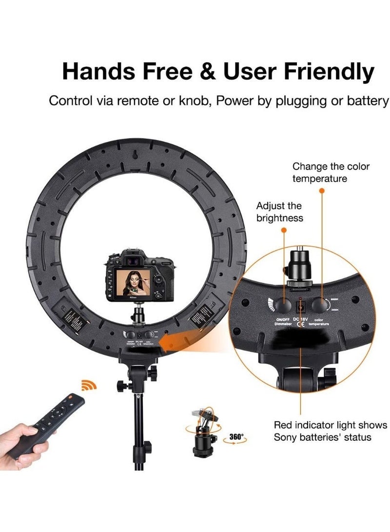 BLAZINGLY RL-18 Professional 18-Inch LED Ring Light with Tripod Stand & Remote Control | Dimmable Studio Ringlight with 3 Phone Holders for YouTube, Reels & Photography - Image 5