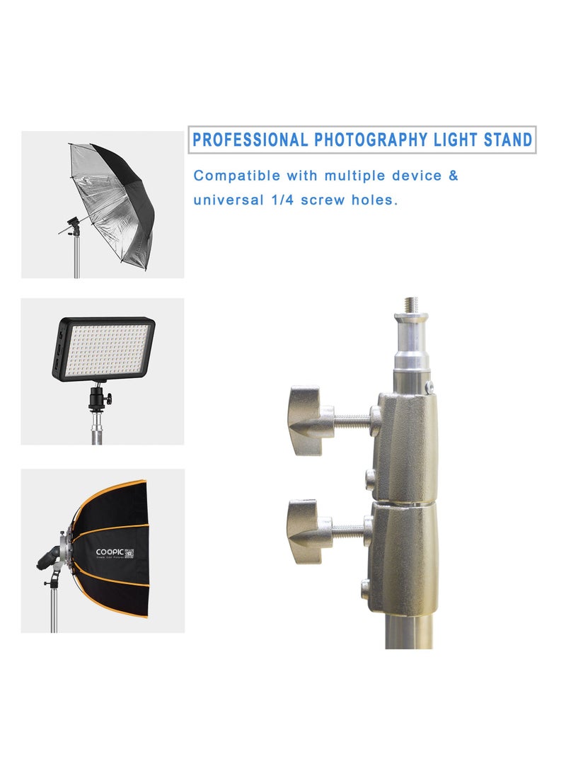 Coopic - L200s 74.8inch 190cm Stainless Steel Photography Video Tripod Light Stand with Carrying Bag made for Reflectors Soft boxes Lights Umbrellas - Image 1