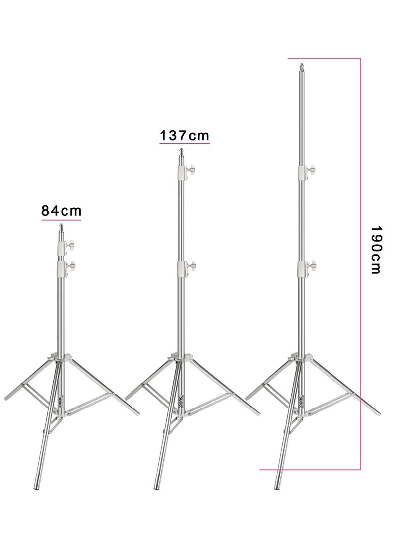 Coopic - L200s 74.8inch 190cm Stainless Steel Photography Video Tripod Light Stand with Carrying Bag made for Reflectors Soft boxes Lights Umbrellas - Image 1