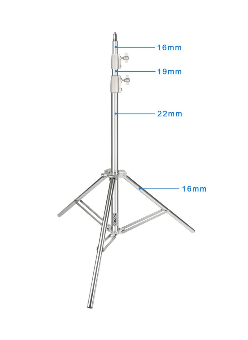 Coopic - L200s 74.8inch 190cm Stainless Steel Photography Video Tripod Light Stand with Carrying Bag made for Reflectors Soft boxes Lights Umbrellas - Image 1