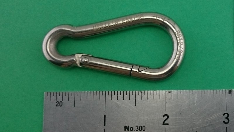 US STAINLESS 4 Pieces Stainless Steel 316 Spring Hook No Eye Carabiner 1/4" (6mm) Marine Grade - Image 3