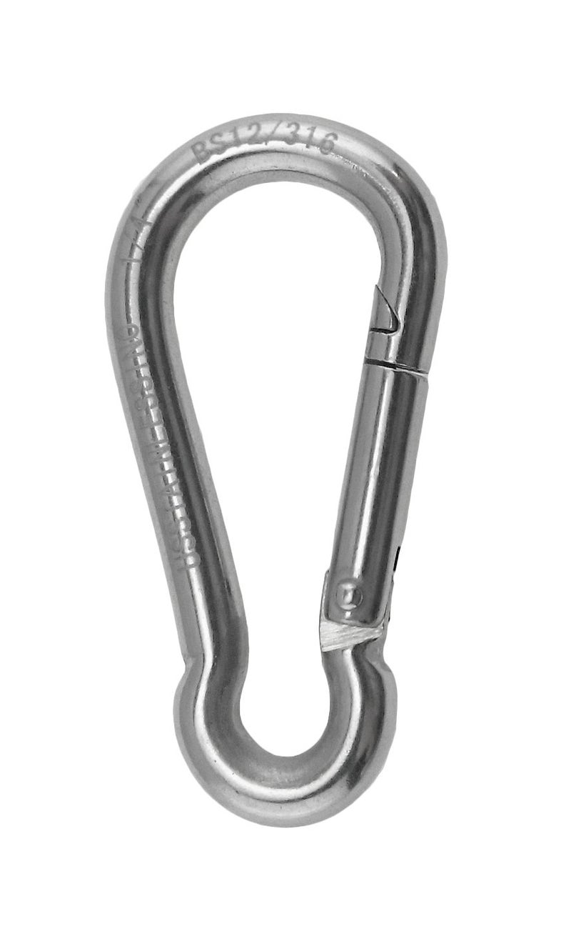 US STAINLESS 4 Pieces Stainless Steel 316 Spring Hook No Eye Carabiner 1/4" (6mm) Marine Grade - Image 2