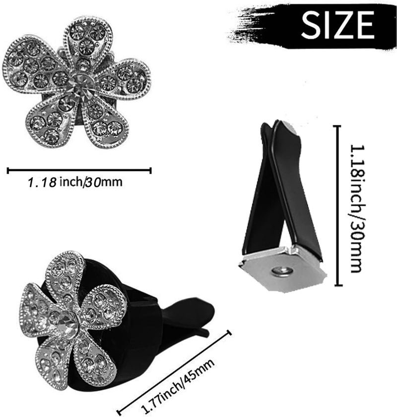 LARDROK 5 Pcs Car Vent Clip,Bling Flower Car Air Fresheners Vent Clips Cute Car Vent Decorations,Car Diffuser Rhinestone Car Interior Decoration Charm Car Vent Accessories - Image 2