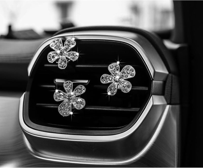 LARDROK 5 Pcs Car Vent Clip,Bling Flower Car Air Fresheners Vent Clips Cute Car Vent Decorations,Car Diffuser Rhinestone Car Interior Decoration Charm Car Vent Accessories - Image 5